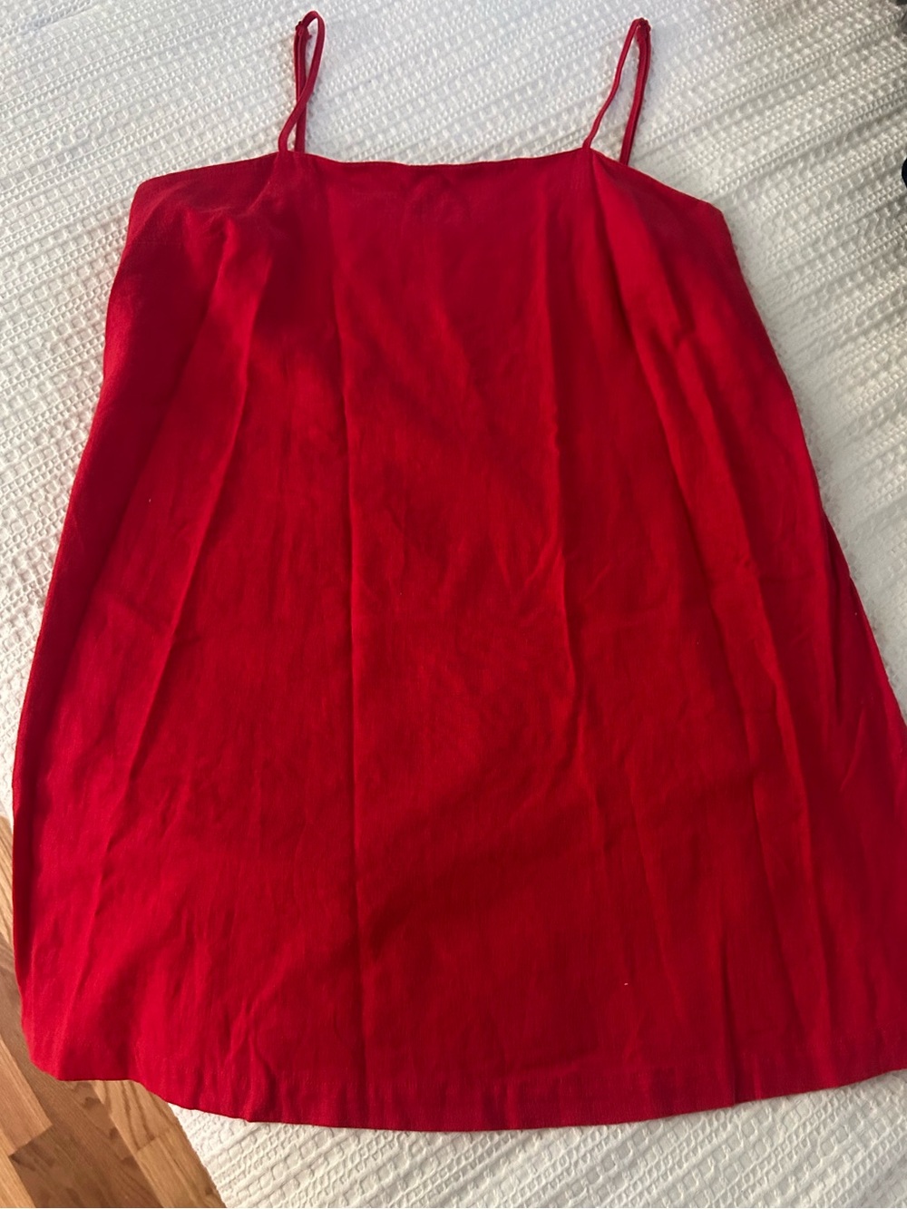 Red Linen Mini Slip Dress